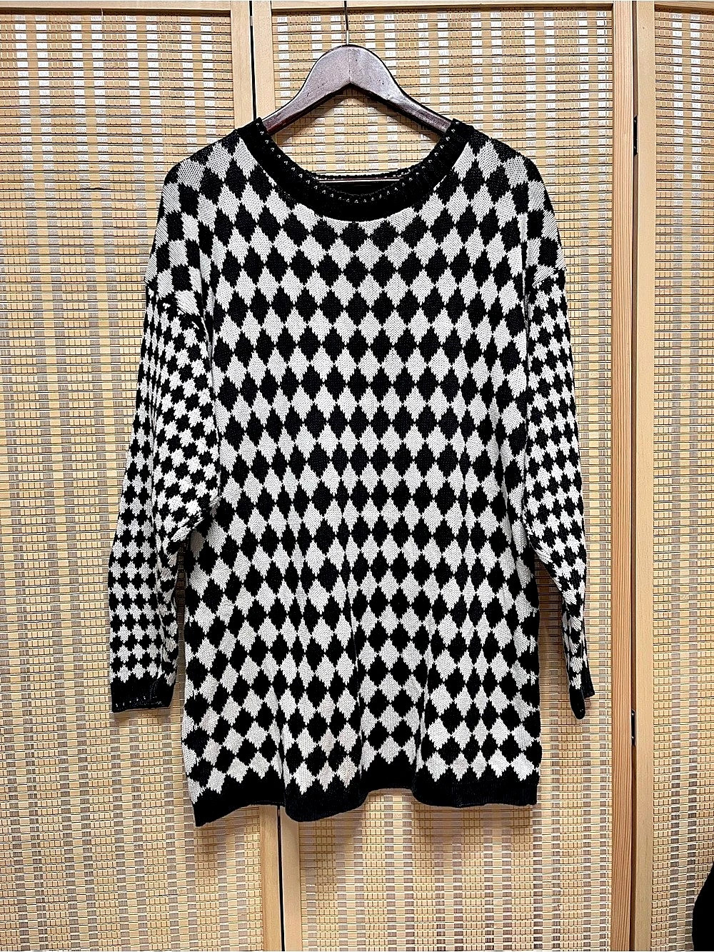 Delia Mc Kain Black & White Geometric Sweater dress Size Small
